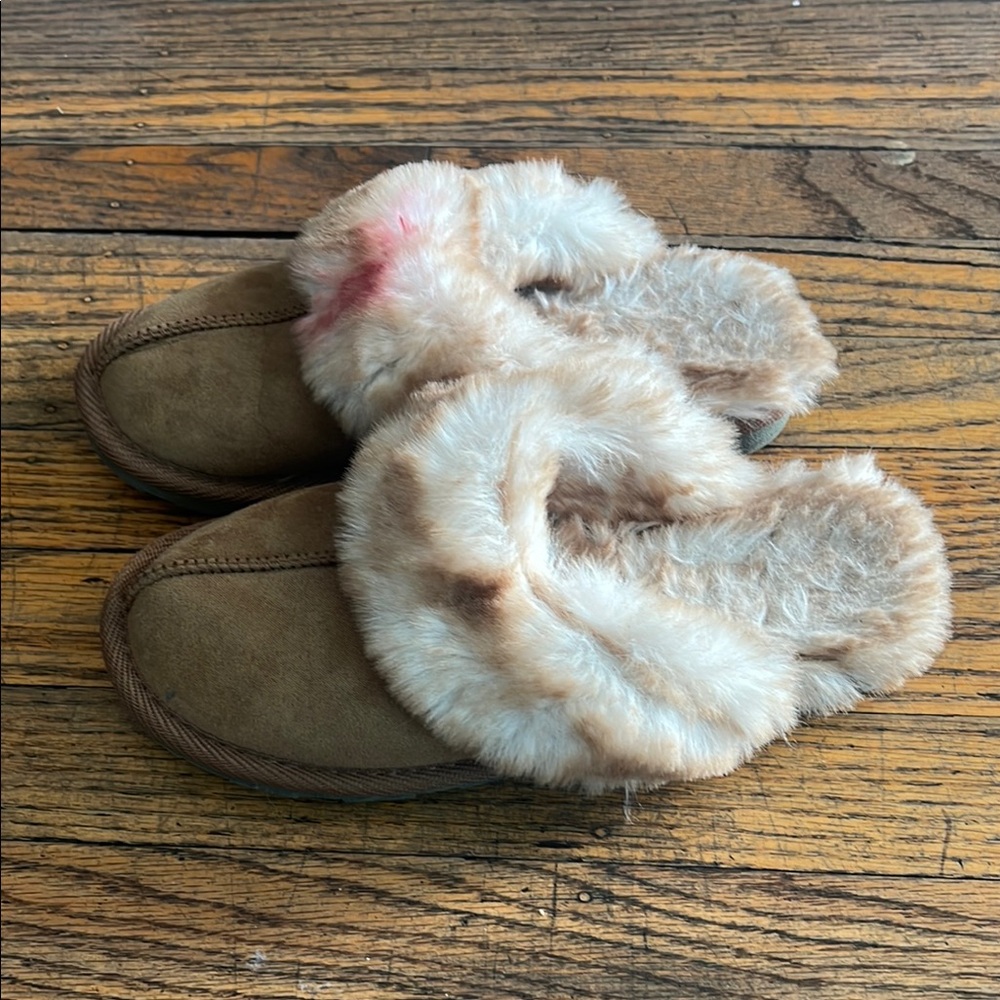 Target Brown and Cream Plush Lined Slippers